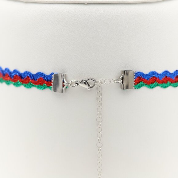 Multi Color Choker Adjustable Length Fancy red blue green Trim chokers (#77) - Picture 4 of 8